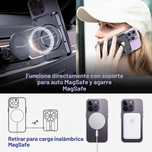 Vista 6 de PROfezzion para tarjetero MagSafe, bloqueo RFID, imán de doble cara Negro