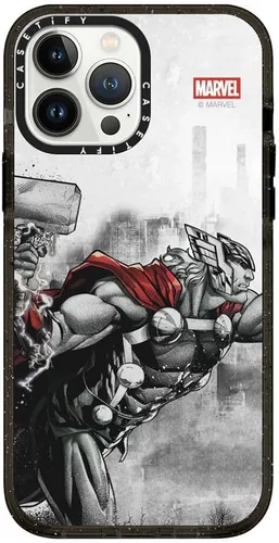 Vista 45 de CASETiFY Funda para iPhone Air, compatible con MagSafe Marvel VS CoLab Protección contra caídas de grado militar 4x de 8.2 pies Funda Capitán