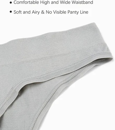 Vista 6 de voenxe High Waisted Seamless Women Underwear Thongs,High Rise No Show Ladies Thong,Breathable Comfortable Undies Tanga Panty