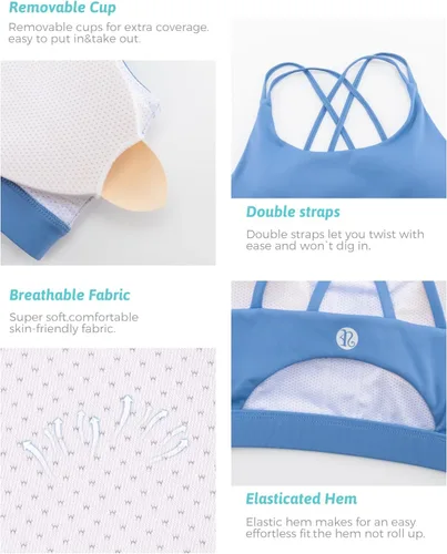 Vista 41 de Brasieres deportivos para mujer, con relleno, tipo camiseta sin mangas, sexis, con espalda cruzada, de alto impacto, largos, ideales para practicar