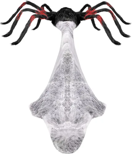 Vista 8 de Spirit Halloween 21 pulgadas LED rojo y negro saltando araña animatrónica, multicolor