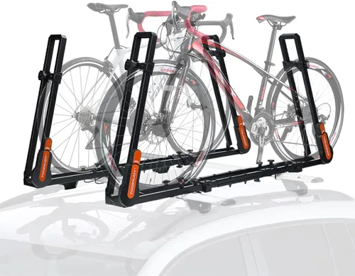 Vista 11 de TOOENJOY Soporte de bicicleta plegable para enganche, plataforma de transporte de bicicletas resistente con brazos duales, se ajusta a receptor