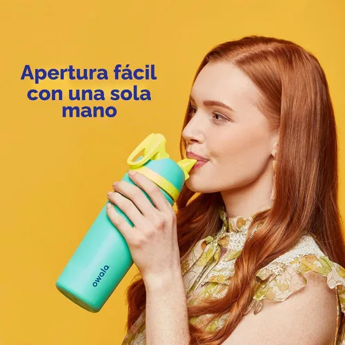 Vista 6 de Owala - Botella de agua aislada de acero inoxidable con popote y tapa de bloqueo