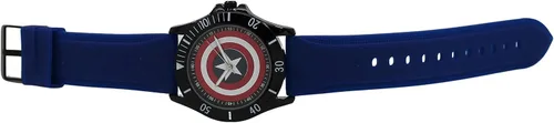 Vista 4 de Captain America Reloj de escudo de goma azul (Cta1101), Azul, Movimiento de cuarzo