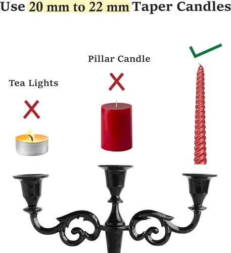 Vista 5 de Rely+ Candelabro de 3 brazos con portavelas cónicos para decoración de interiores, cocina, mesa, velas, candelabro para centro de mesa