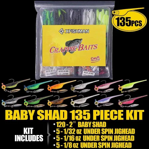 Vista 7 de Kit de Señuelos para Crappie - Plásticos - Cabezas de Jig - Kit de Shad - Minnow - Señuelos de Pesca para Crappie - Panfish - Bluegill - Kit de 40
