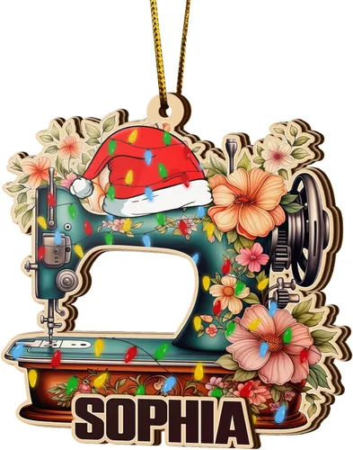 Vista 14 de V VIBEPY Adornos de costura personalizados impresos en todas partes, adornos de Navidad de costura, adornos de edredón, adornos de 3.5 pulgadas, 3
