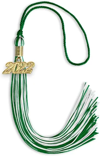 Vista 333 de Endea Graduation - Borla de doble color mixto con fecha dorada (negro/dorado antiguo, 2021)