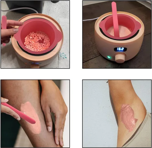 Vista 4 de KVZVK Cuenco de Cera de Silicona Antiadherente Recipiente Forro para Depilación con Espátula de Cera (Rosa)