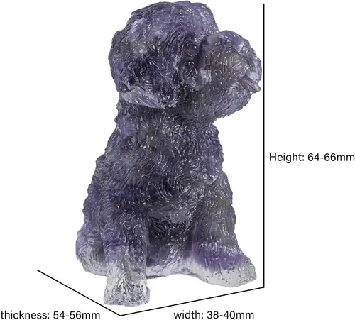 Vista 3 de SUNYIK Paquete de 2 estatuas de cristal de resina para perro, estatua de animales de piedra curativa, decoración de hogar y oficina para mediación