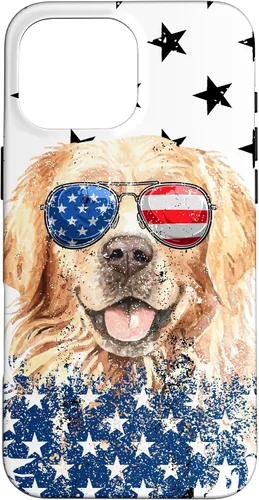 Vista 19 de Golden Retriever American Flag Cream Retriever 4th of July Case for iPhone 17