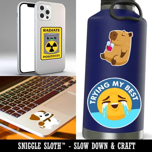 Vista 3 de Juego de 5 calcomanías de vinilo impermeables para teléfono, tableta, laptop, botella de agua, parachoques de automóvil, 5 unidades, acabado