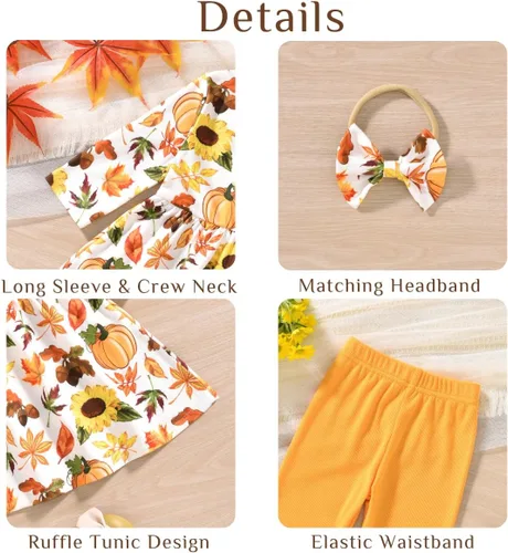 Vista 4 de Aalizzwell Traje de túnica floral para niñas pequeñas para otoño e invierno