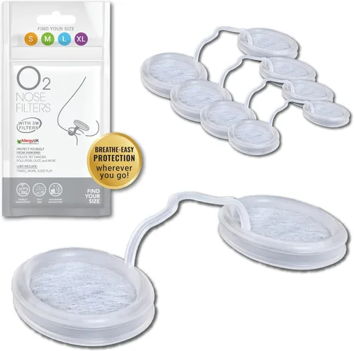 Vista 15 de Filtros de nariz O2 con filtración 3M, pantallas nasales para alergias, polvo y humo, filtros nasales sin drogas y sin látex, protección invisible
