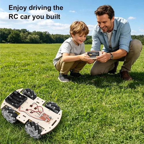 Vista 4 de Proyectos STEM para niños de 6, 7, 8, 9, 10, 11, 12 años, construye tu propio auto de control remoto 4WD, kit de electrónica de experimentos