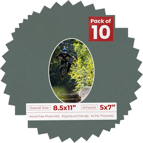 Vista 56 de Tapete de 8.5 x 11 pulgadas con corte biselado para fotos de 5 x 7 pulgadas – Apertura de tablero de fotos ovalada marrón roble envejecido