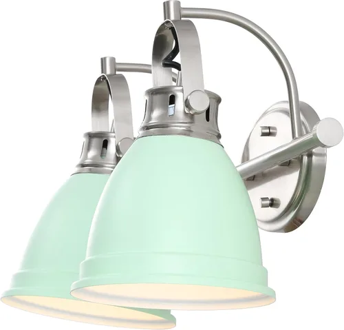 Vista 11 de JONATHAN Y Lámpara LED de tocador de 7 pulgadas, color verde menta/níquel, aplique de pared ajustable para espejo de baño, luz de cocina bohemia