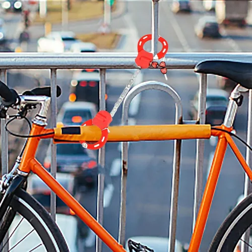 Vista 8 de Cadena de bloqueo para esposas de motocicleta con llave para scooter eléctrico resistente antirrobo, bicicletas scooters