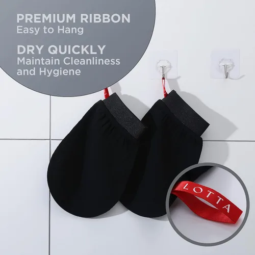 Vista 7 de LOTTA Manopla exfoliante coreana, 2 unidades, guantes de baño, autobronceadores, exfoliantes corporales, tamaño grande, adecuado para hombres