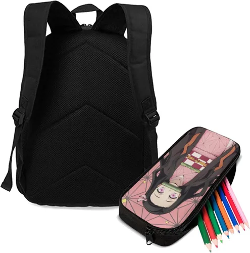 Vista 6 de Mochila de anime con estuche para lápices de alta capacidad, multifuncional, ligera, informal, mochilas de anime, Color2