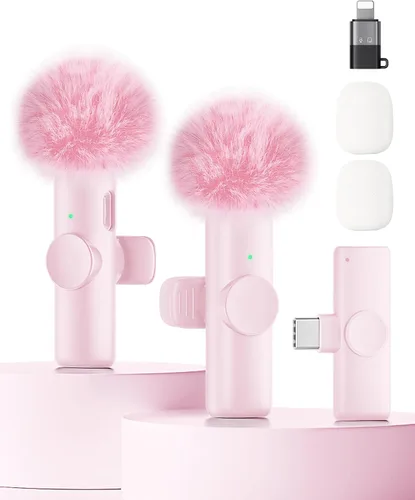 Vista 12 de Micrófono Lavalier inalámbrico para iPhone, iPad y Android con funda de carga, micrófono de solapa con reducción de ruido, duración de la batería