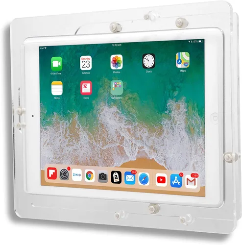 Vista 6 de Carcasa VESA acrílica antirrobo para Apple iPad mini 1/2/3 con kit de montaje en pared y cable de carga en ángulo de 90 grados