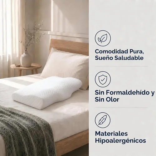 Vista 6 de WINGLAM Almohada de espuma viscoelástica para aliviar el dolor de cuello, almohada ortopédica ergonómica de apoyo cervical para personas que duermen