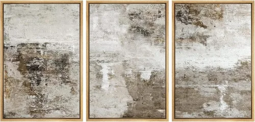 Vista 272 de wall26 Lienzo enmarcado para pared, juego de arte de acuarela pastel, paisaje rural, ilustraciones con formas abstractas, arte moderno, decorativo