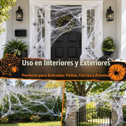 Vista 2 de MAQIHAN Telarañas de Halloween de 1300 pies cuadrados - Telarañas al aire