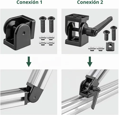 Vista 4 de 2PCS Conector de ángulo Conector Junta Conector 4040 Nut8 180° Rotación Negro
