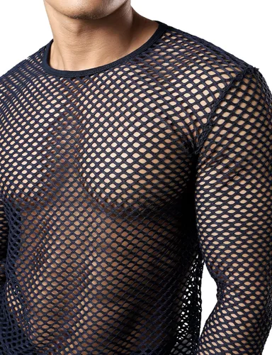 Vista 5 de JOGAL Camiseta de malla ajustada de manga larga para hombre