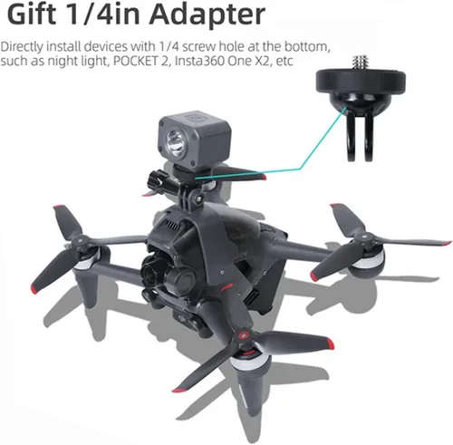 Vista 5 de Soporte adaptador de montaje compatible con DJI FPV Soporte de montaje Searchlight Gopro Pocket 2 Cámara Drone Accesorios