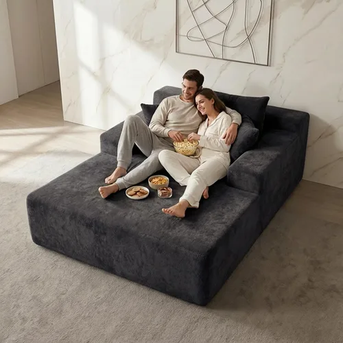 Vista 7 de Sytopia - Silla reposera con reposabrazos, sofá cama extragrande con 3 almohadas, cómodo sofá sin huesos, silla de lectura para dormir para sala