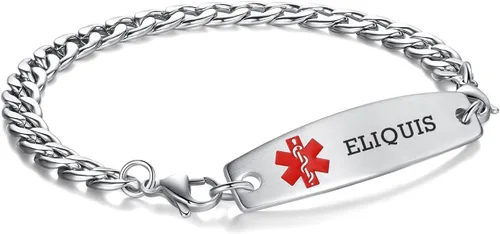 Vista 147 de Brazaletes de alerta médica ajustables de 7.5" a 9" para mujer/hombre, de acero inoxidable, intercambiables Cadena de bloque