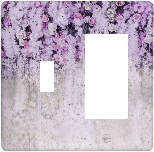 Vista 234 de Pintura al óleo de flores abstractas de 1 cuadrilla de interruptor de luz dúplex individual cubierta de salida placa de pared decorativa Placa