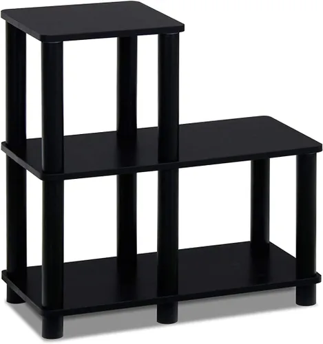 Vista 5 de Furinno Turn-N-Tube Accent - Estante decorativo, color espresso/negro y solo mesa auxiliar de 3 niveles, 1 paquete, americano/negro