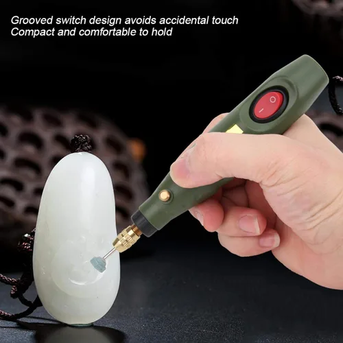 Vista 3 de Mini taladro eléctrico, 18000 rpm amoladora grabador rotativo tallador kit de herramientas tallador de madera de ágata enchufe EE.UU. AC 100-240V