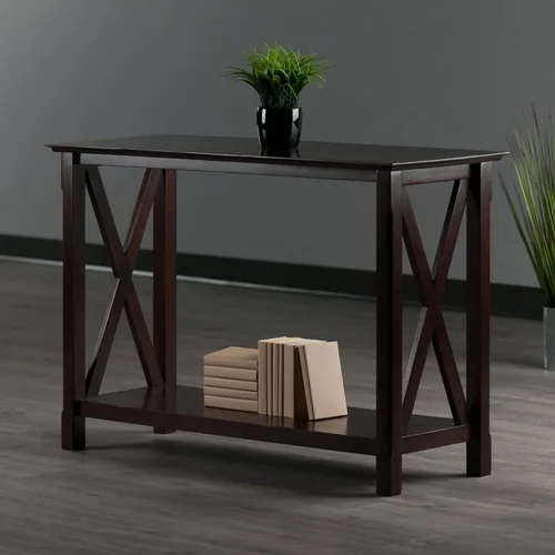 Vista 8 de Winsome Xola - Mesa consola con estante en capuchino, mesa de entrada delgada para pasillo, sala de estar, muebles elegantes para cualquier