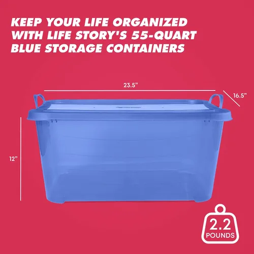 Vista 3 de Life Story - Paquete de 6 contenedores apilables de almacenamiento de uso ligero, organizador para el hogar de 55 cuartos, contenedores