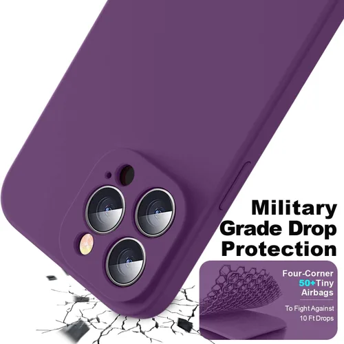 Vista 5 de Funda compatible con iPhone 14 Pro, silicona mejorada [protección de cámara] [forro de microfibra suave] Funda de goma de gel delgada cubierta Uva