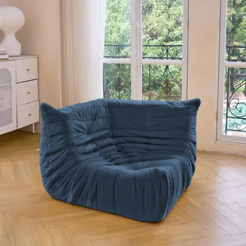 Vista 13 de N&V Fireside - Silla esquinera sin brazos, sofá de piso de pana suave de alta calidad, sofá de espuma para sala de estar, dormitorio y oficina Beige