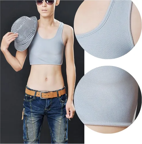 Vista 4 de Carpeta elástica para el pecho para mujer Tomboy transpirable para pecho grande FTM, camiseta sin mangas