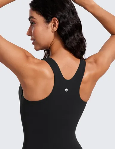 Vista 4 de CRZ YOGA Butterluxe - Camiseta sin mangas de cuello alto con espalda cruzada para mujer, con brasier integrado, para entrenamiento, yoga, atlética