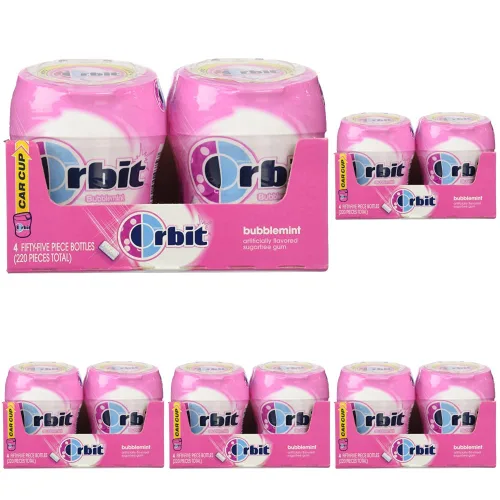 Vista 11 de ORBIT Gum Bubblemint - Goma de mascar sin azúcar, sabor menta sin azúcar, 120 botellas resellables a granel
