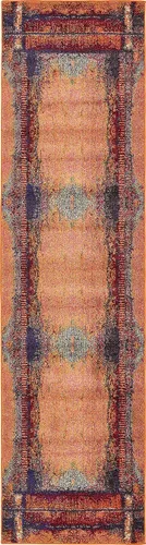 Vista 9 de Unique Loom Estrella Collection - Alfombra de área rústica, envejecida, moderna, abstracta, 3 pies 3 pulgadas x 5 pies 3 pulgadas, naranja/negro