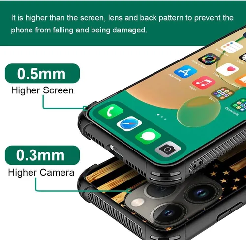 Vista 45 de Funda compatible con iPhone 8, a prueba de golpes, antiarañazos, bandera de ciervos de cola blanca de grano de madera estadounidense