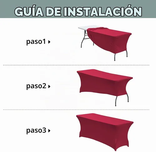 Vista 5 de CWK - Funda de mesa de elastano elástica impermeable de 4 pies para mesas rectangulares - Mantel elástico ajustable para mesas plegables, tela