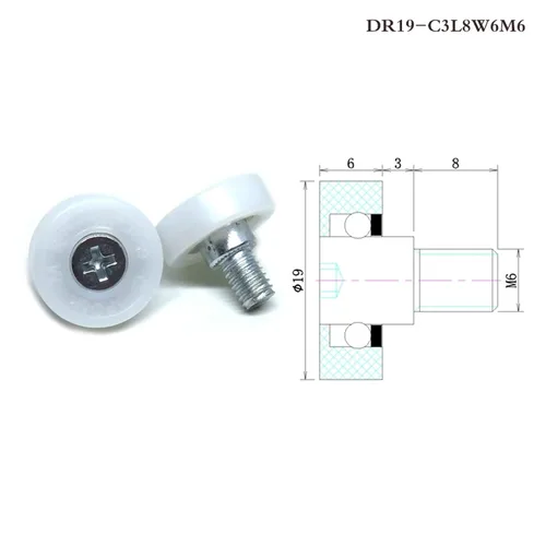 Vista 5 de 10 piezas de diámetro exterior 0.866 in POM U guía de ranura y rodillo de cajón de refrigerador 22x7xM6 DU22 C6L8W7M6 cajón rueda redonda DR19 DR22