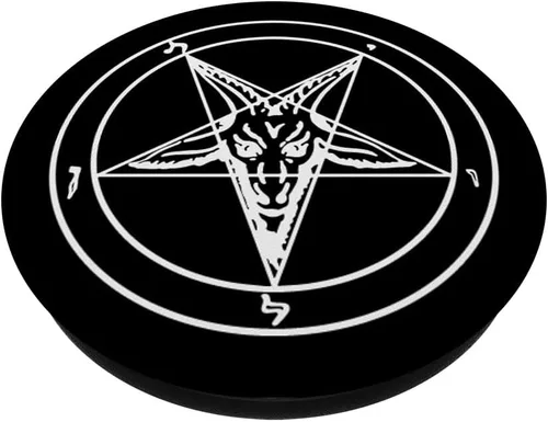 Vista 2 de Pentagram Satanic Black Star Motive with Baphomet Goat Head - PopSockets Grip and Stand for Phones and Tablets