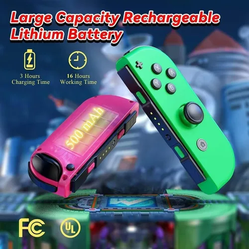 Vista 2 de Joy Cons for Switch, Replacement for Switch Controllers Joycon, Upgraded Switch Joycons with Dual VibrationWake-upScreenshot Pink and Green